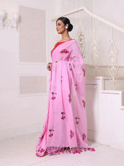 Shocking Pink Cotton Saree With Zari Borders-MA66BCT43830042