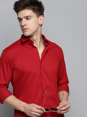 Men Red Solid Casual Shirt-KNOXPLAIN-4492-Red