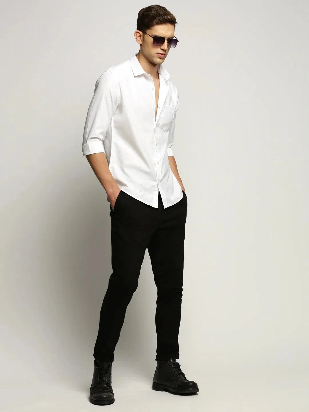 Men's White Solid Cotton Shirt - Stylish Formal Shirts