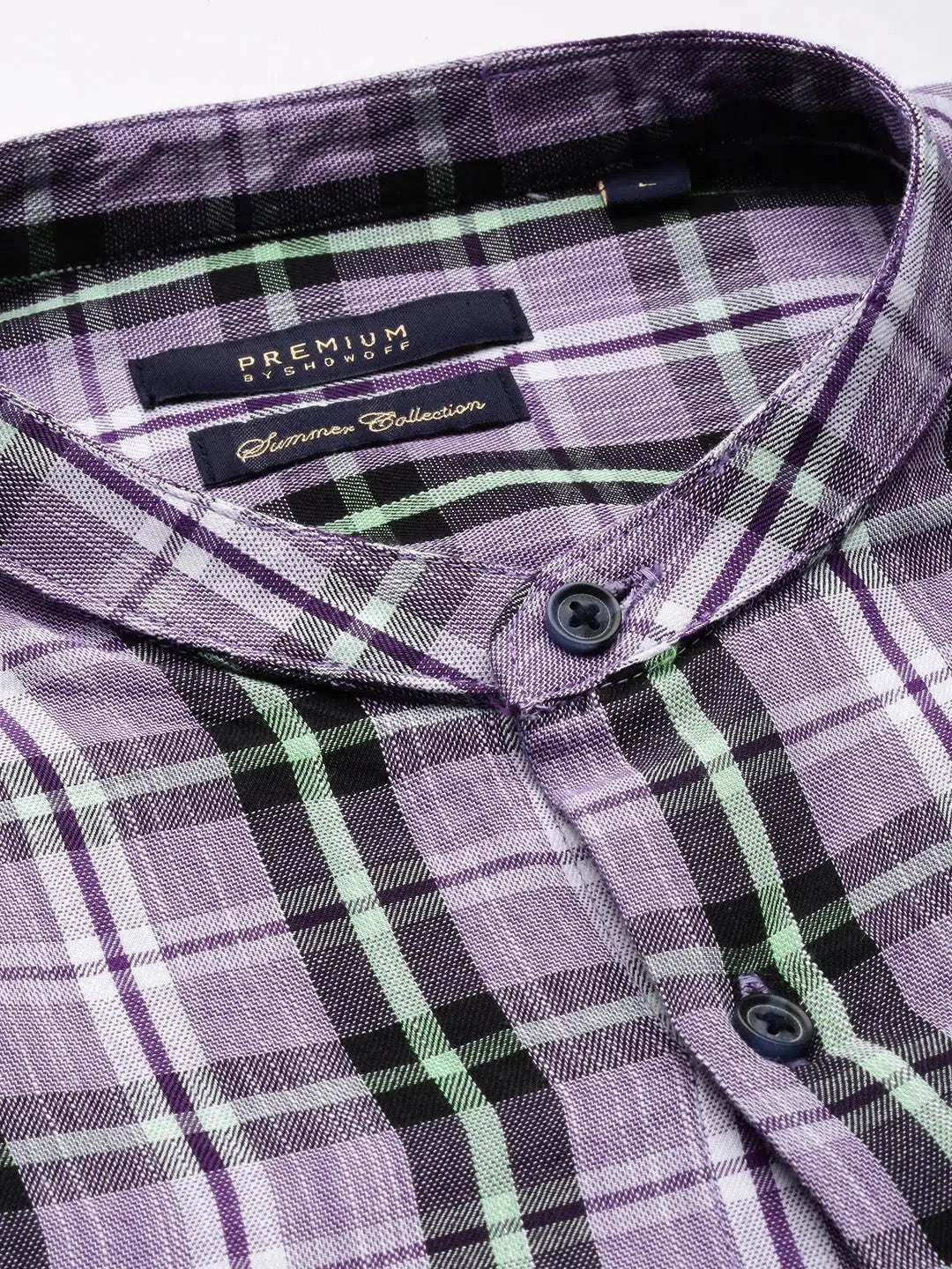 Purple Checked Mens Shirt - Casual Cotton Shirt for Men