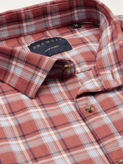 Men Rust Checked Casual Shirt-ALBACHECKS-72-Rust