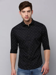 Men Black Printed Casual Shirt-BARONPRINTED-4011-Black
