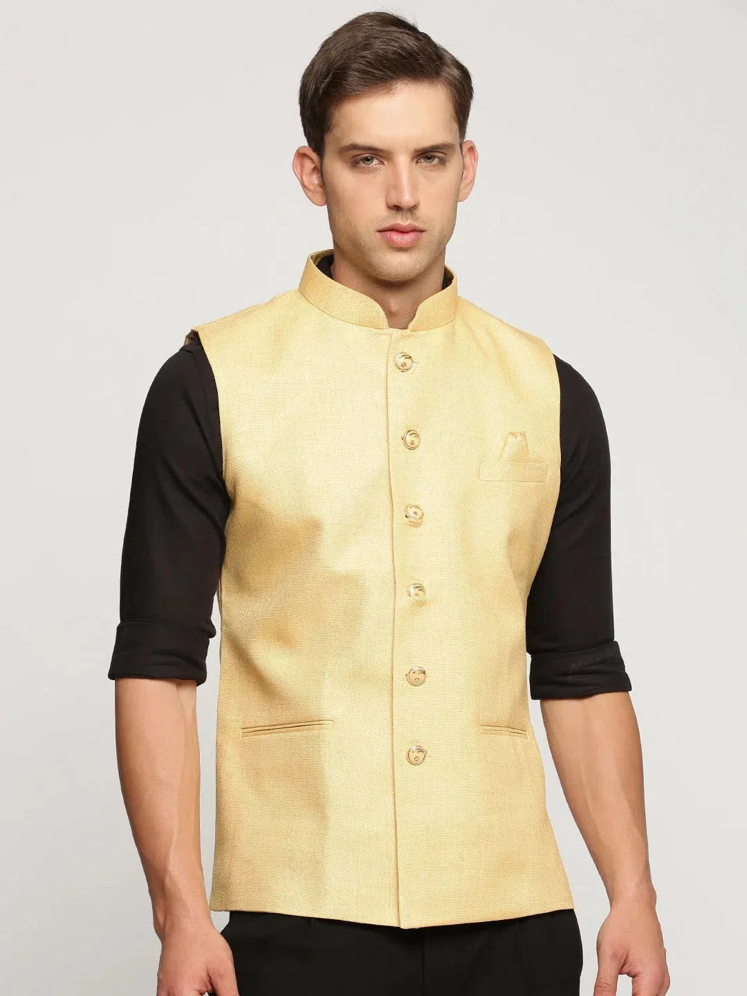 Yellow Nehru Jacket - Mens Kurta Pajama Set | Showoff
