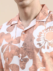 Men Peach Printed Casual Co ord Set-BLACKBERRY-1677-Peach