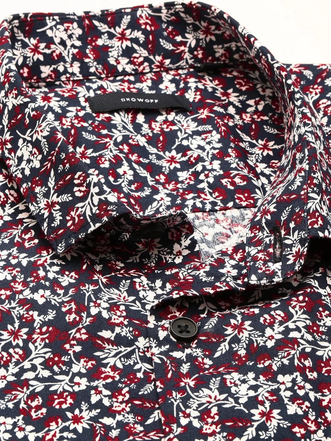 Navy Blue Printed Mens Shirt - Casual Cotton Shirt