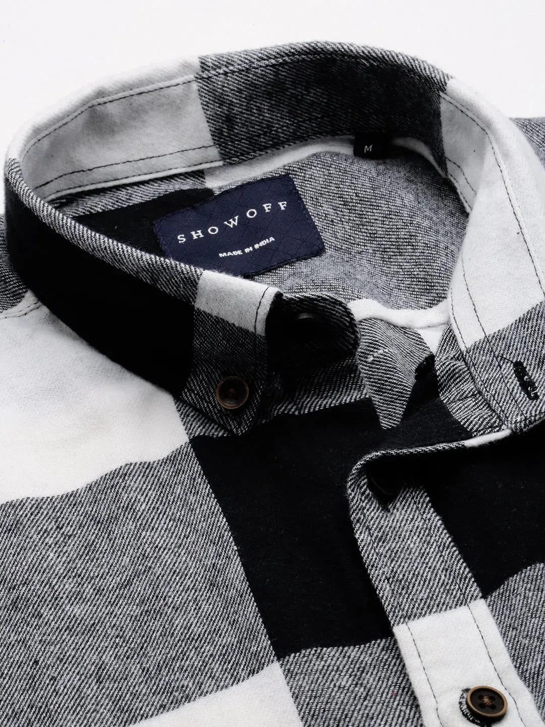 White Checked Mens Cotton Shirt - Casual Shirts | DesiQlo
