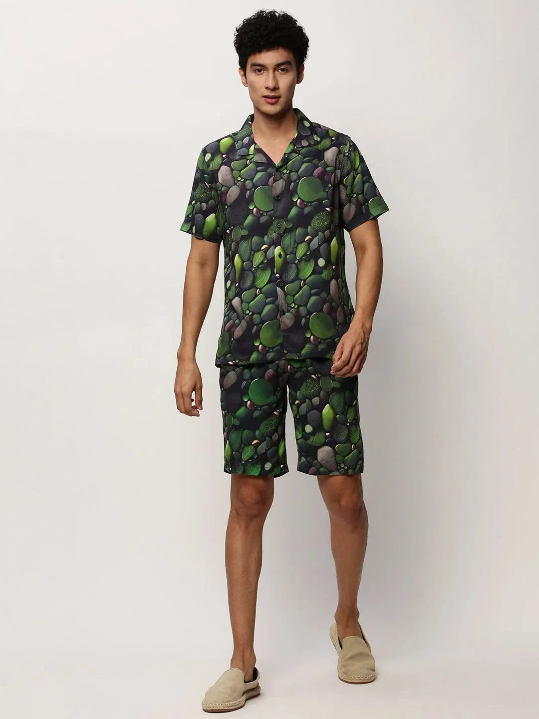 Men's Green Printed Casual Co ord Sets | Showoff