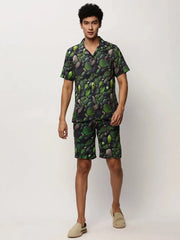 Men Green Printed Casual Co ords-MARSHALL-1851-Green