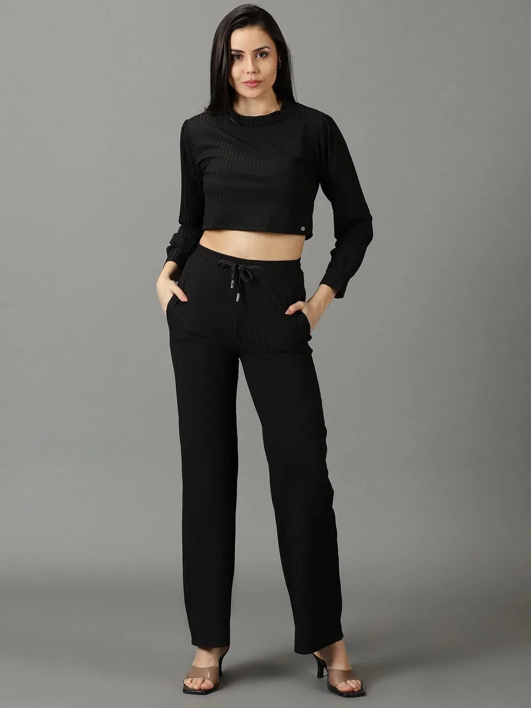 Black Solid Co ord Sets | Women's Two Piece Sets Online