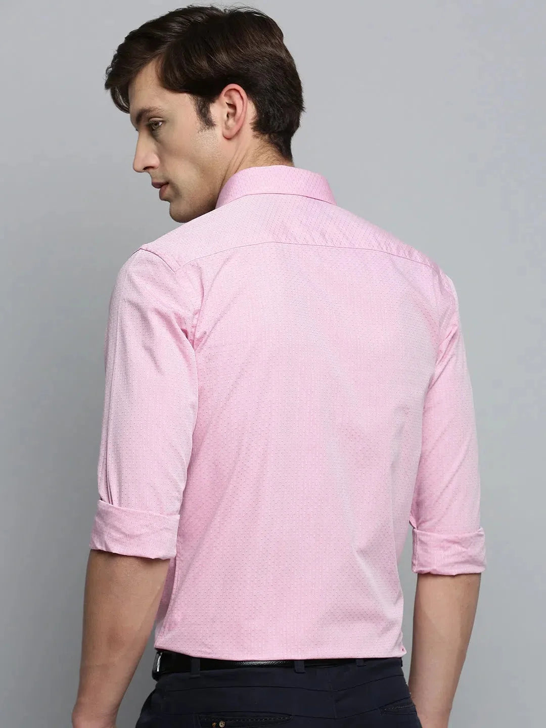 Pink Textured Formal Shirts - DesiQlo Cotton Mens Shirt