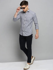 Men Grey Checked Casual Shirt-DALTONCHECKS-4100-Grey