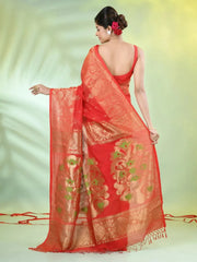 Hot Pink Cotton Saree With Zari Borders-MA64BCT401190039