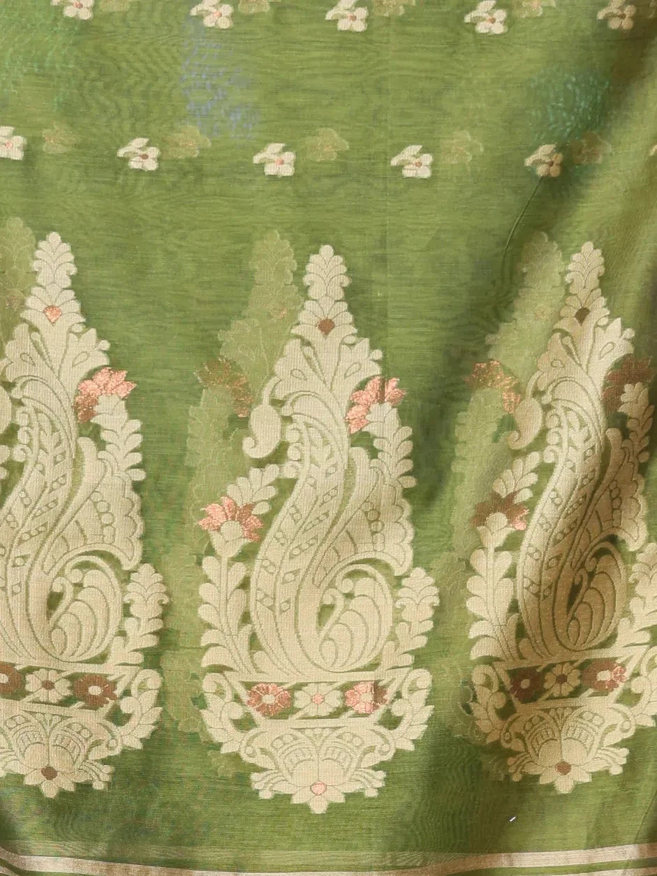 Mahendi Green Cotton Saree | Designer Sarees India