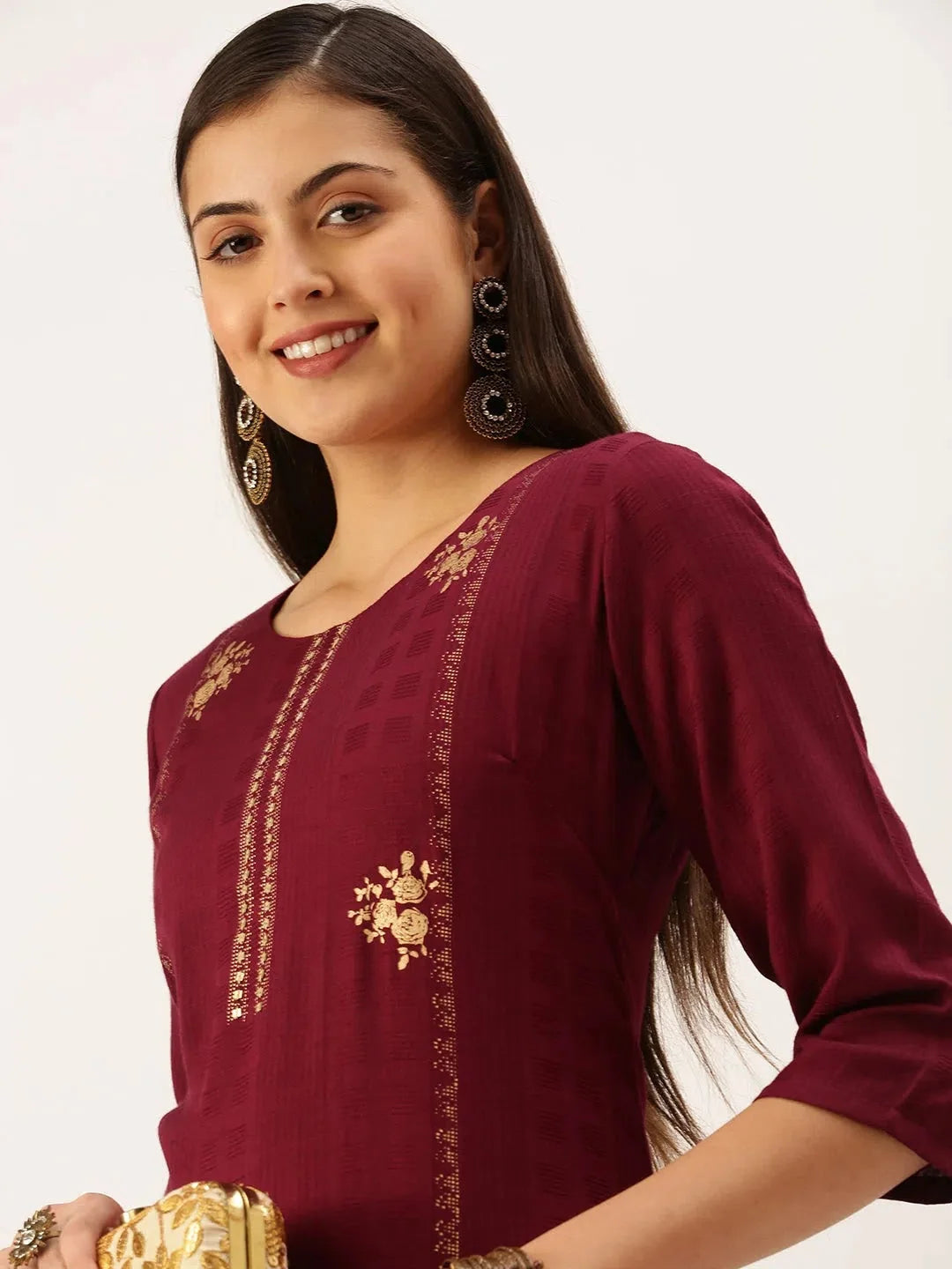 Magenta Printed Kurta | Stylish Women's Short Kurti Online