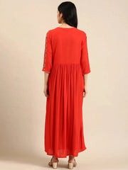 Women's Orange Embellished Anarkali Kurta-GW-1557-Orange