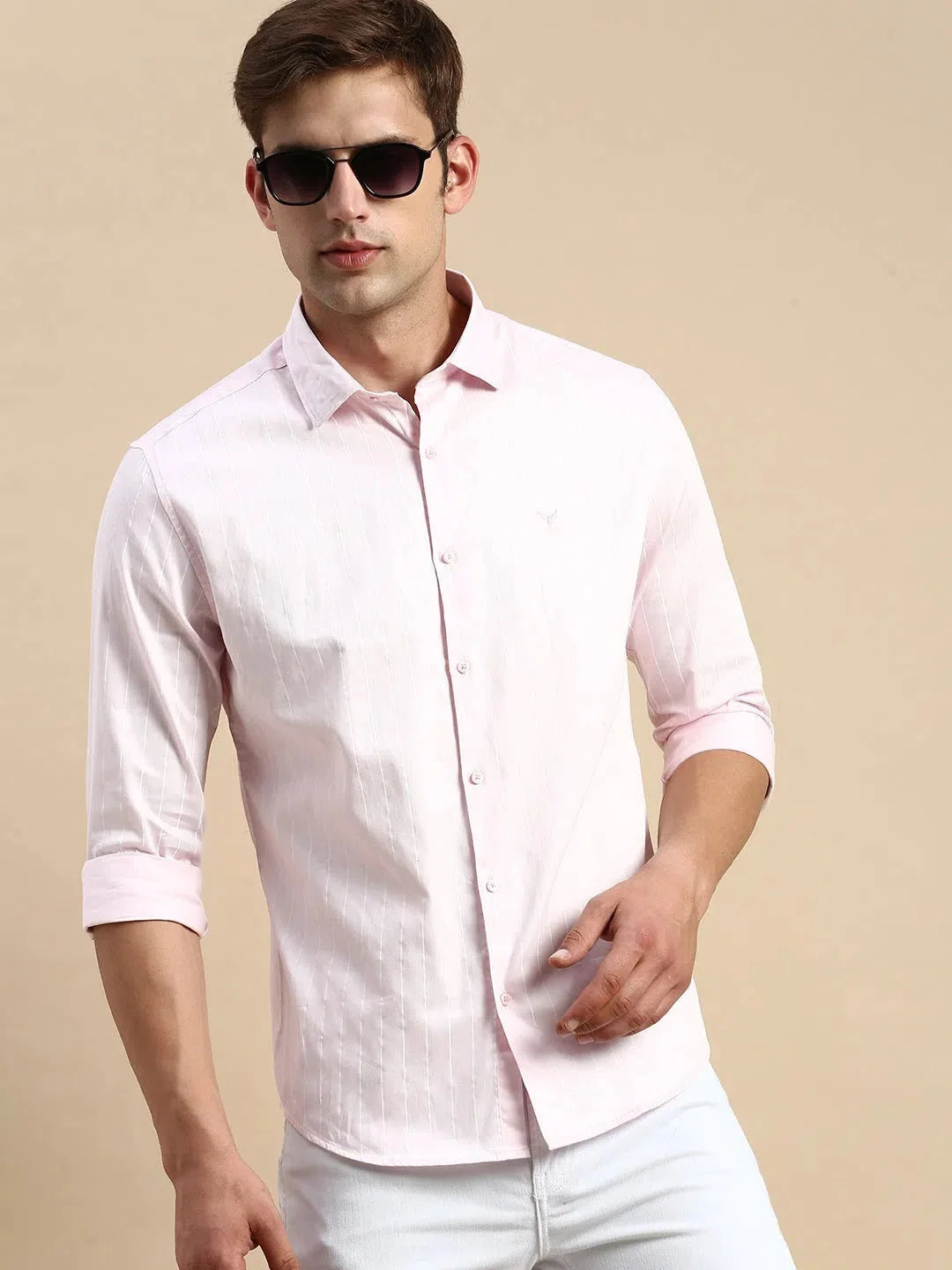 Men's Pink Striped Cotton Shirt | Casual & Trendy Style