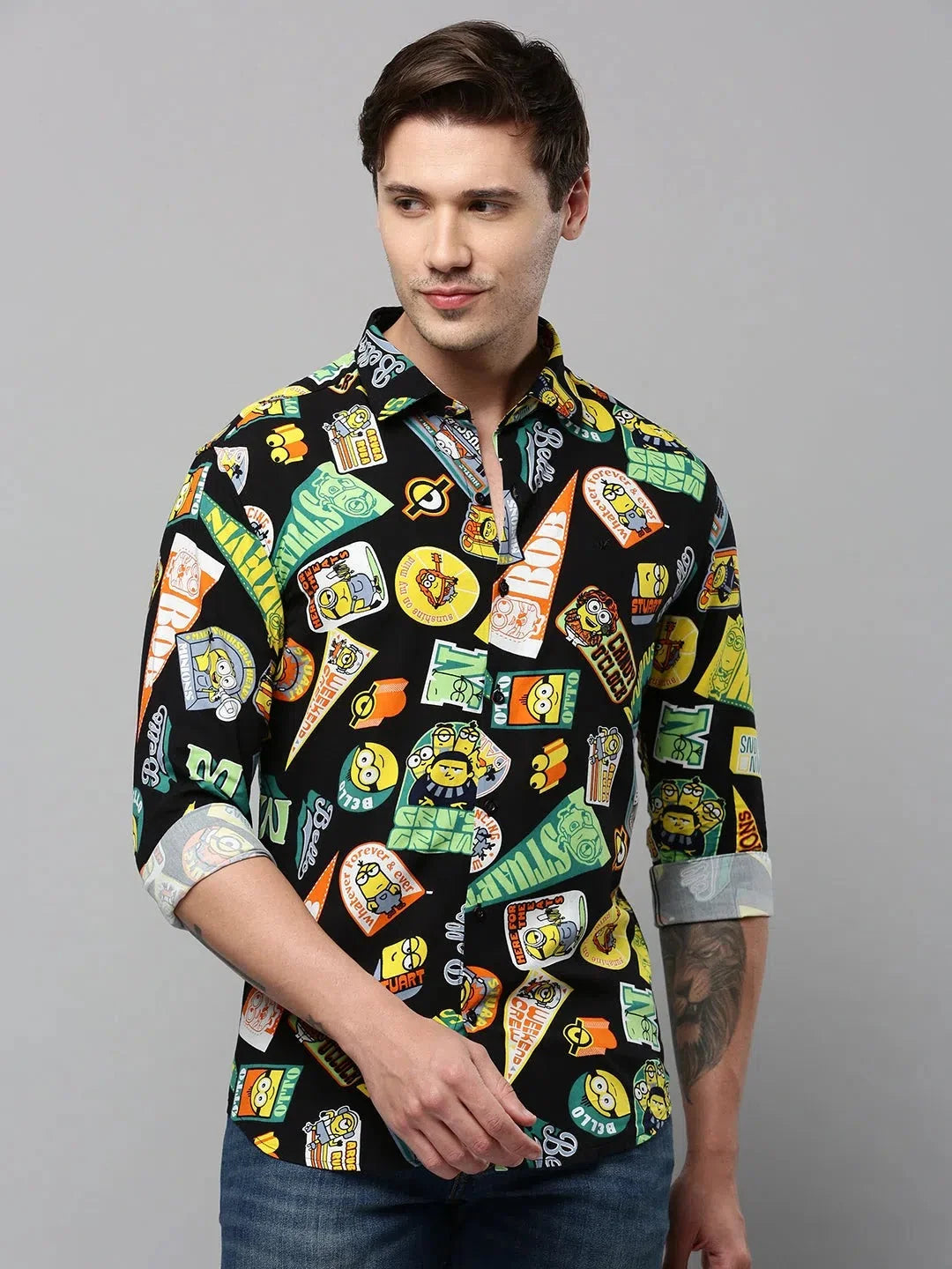 DesiQlo Black Printed Mens Shirt - Trendy Casual Cotton Shirt