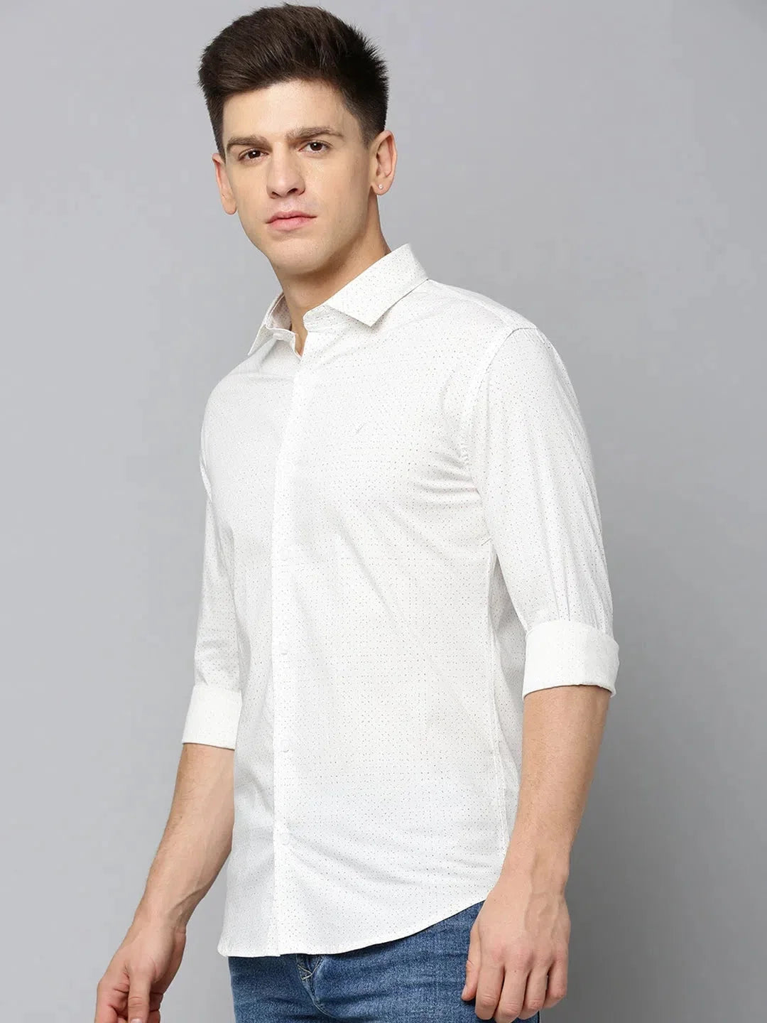 Off White Printed Mens Shirt - DesiQlo Cotton Casual Shirt