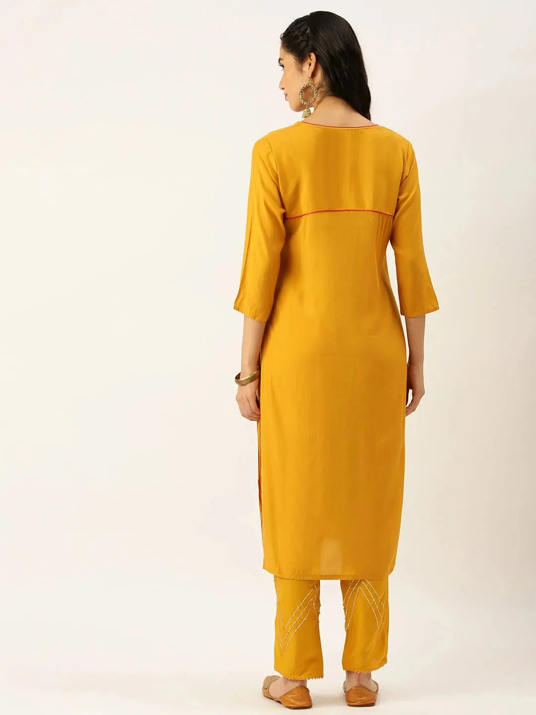 Women's Yellow Cotton Kurta Sets | Solid Indian Kurta Sets