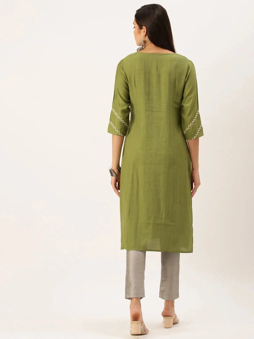 Green Embroidered Cotton Indian Kurti - Stylish Kurtas