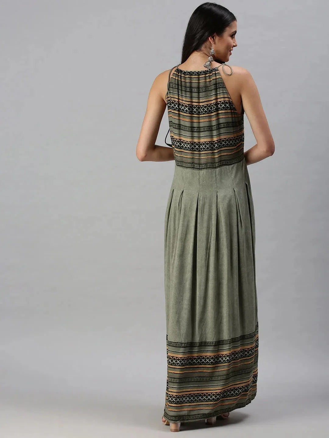 Olive Printed Anarkali Kurti for Women | Stylish Anarkali Gown