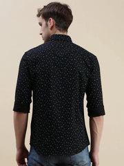Men Black Geometrical Casual Shirt-STANLEY-5553-Black