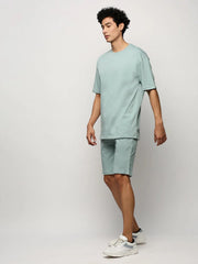 Men Green Solid Casual Co ords-EX-699-Seagreen