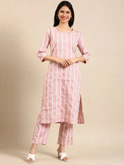 Women's Pink Solid Kurta SetKC-3319-Pink