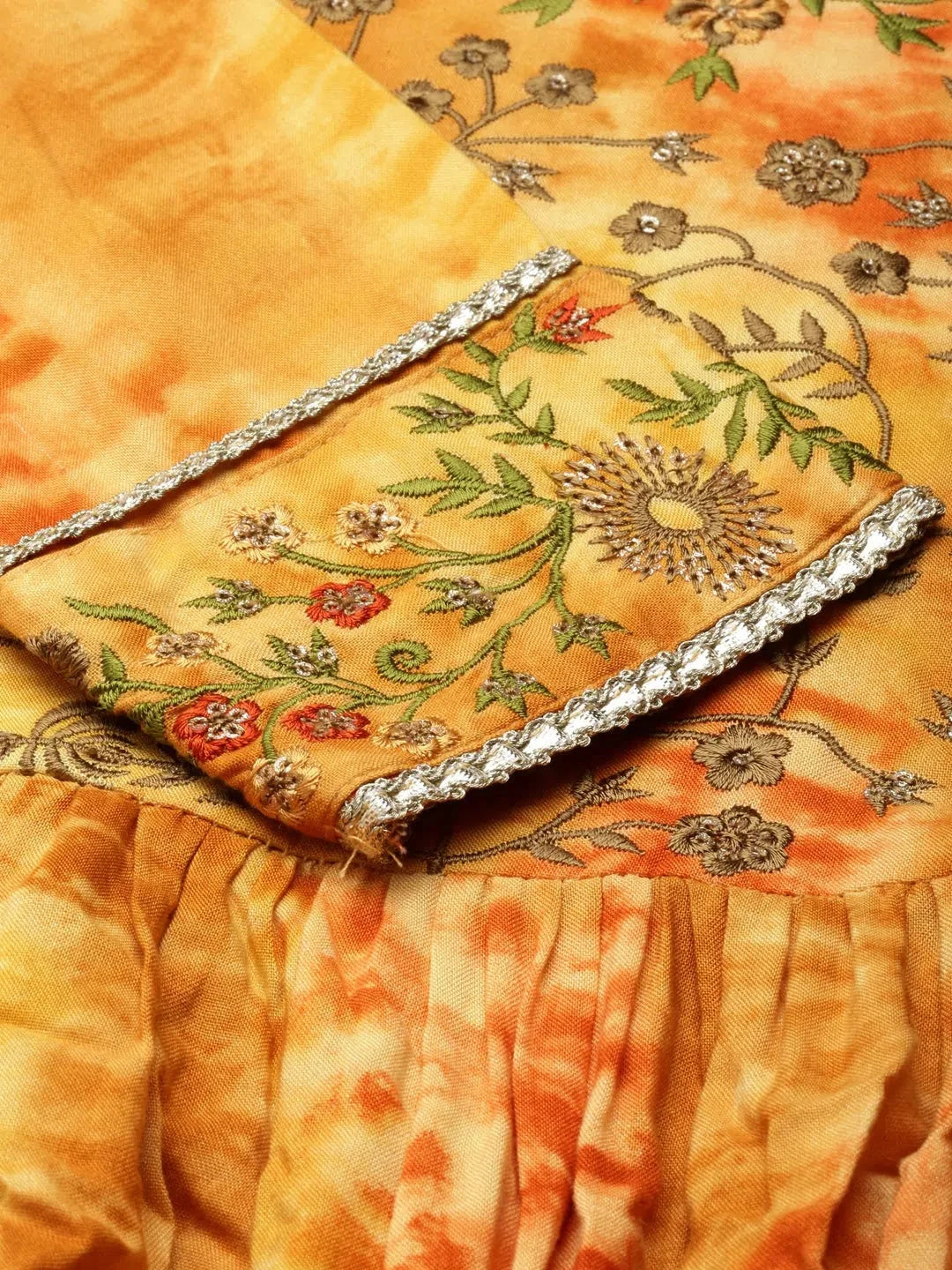 Mustard Tie Dye Anarkali Kurti - Indian Kurta Ladies for Women