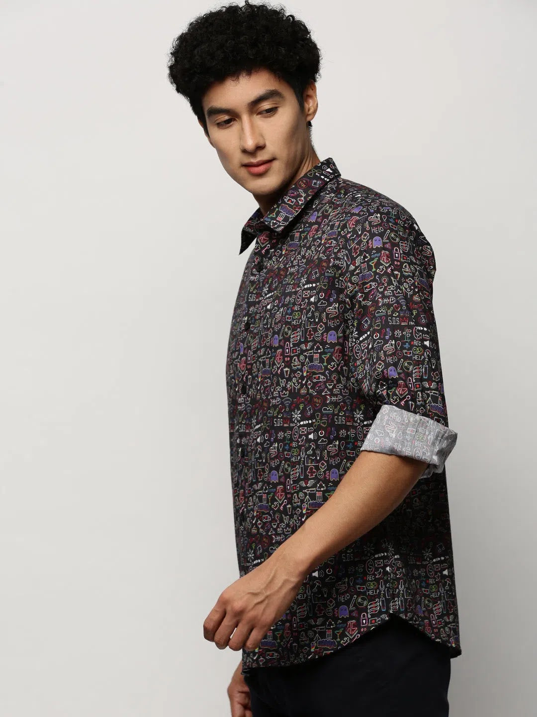 Wholesale Men Black Printed Shirt