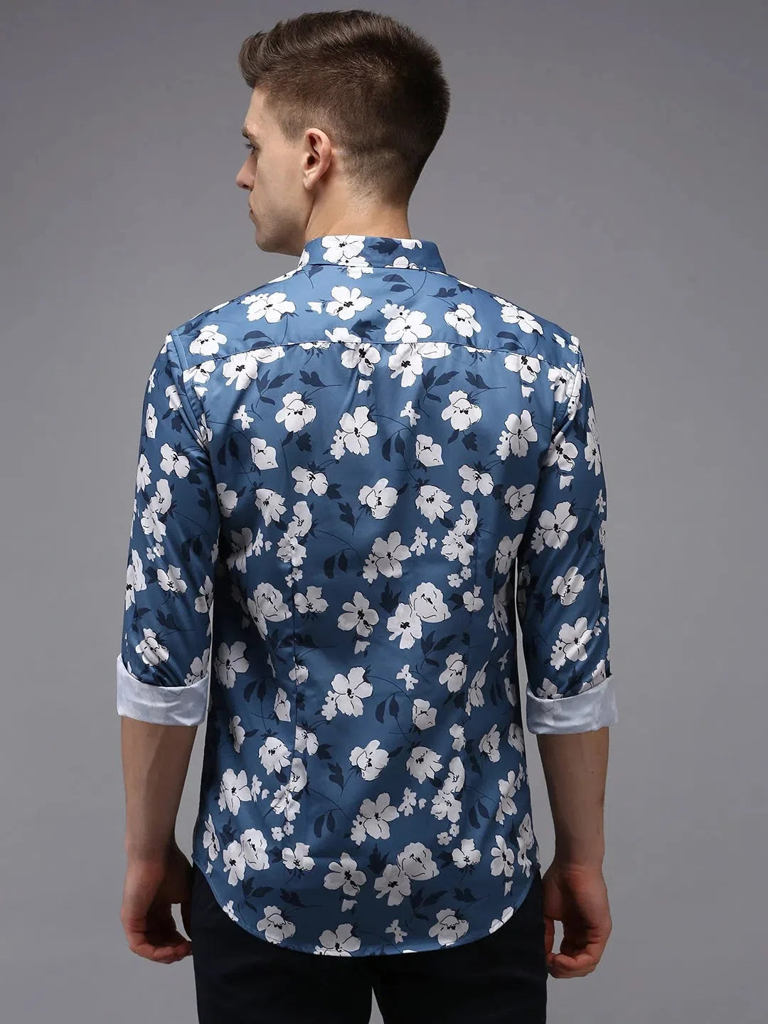 Men's Blue Printed Shirt - Casual Cotton Shirt | DesiQlo