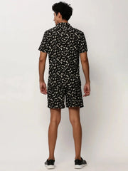 Men Black Printed Casual Co ords-AM-98-21-Black