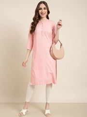 Women Straight Pink Solid Kurta-DF-1385-Pink