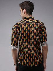 Men Black Printed Casual Shirt-JHONOPRINT-1485-Black