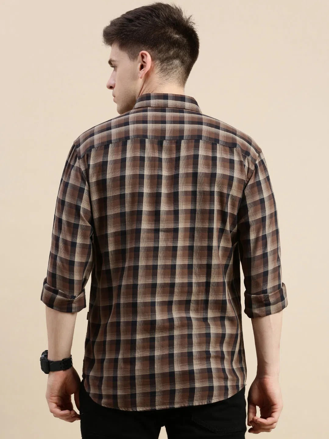 Brown Checked Cotton Shirt for Men | DesiQlo Mens Shirt
