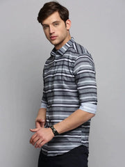 Men Grey Striped Casual Shirt-JAVISTRIPES-2089-Grey