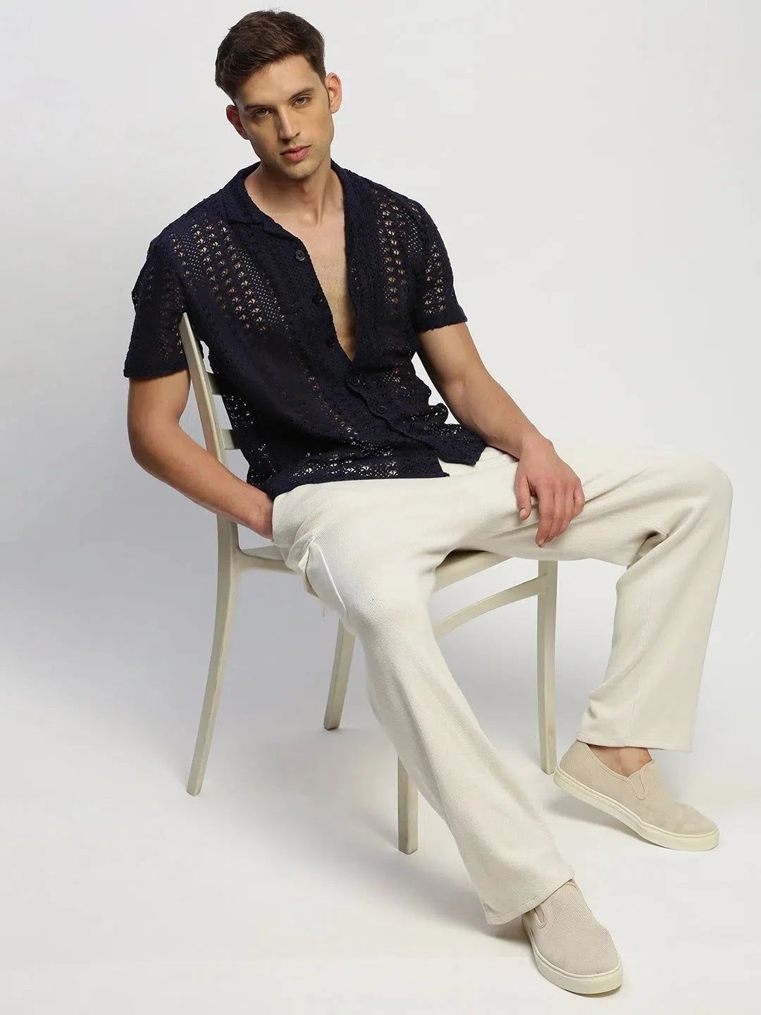 Navy Solid Mens Shirt | Classic Cotton Shirt - DesiQlo