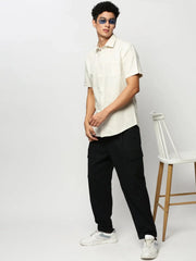Men Cream Solid Casual Casual Shirts-SPARROW-1752-Cream