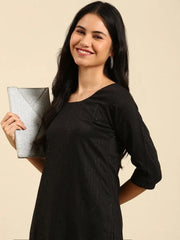 Women's Black Solid Kurta SetKC-795-Black