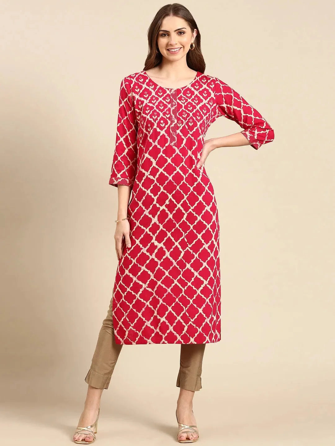 Magenta Printed Kurta - Stylish Indian Kurtas for Women