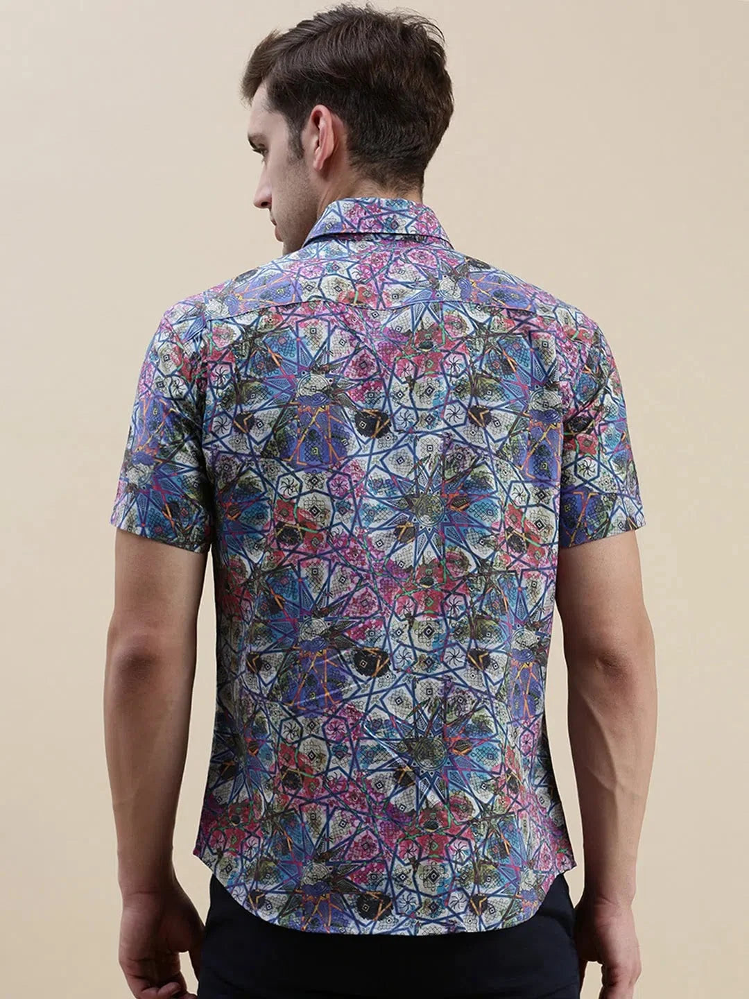 Multi Graphics Mens Shirt - Abstract Printed Linen Shirt |DesiQlo