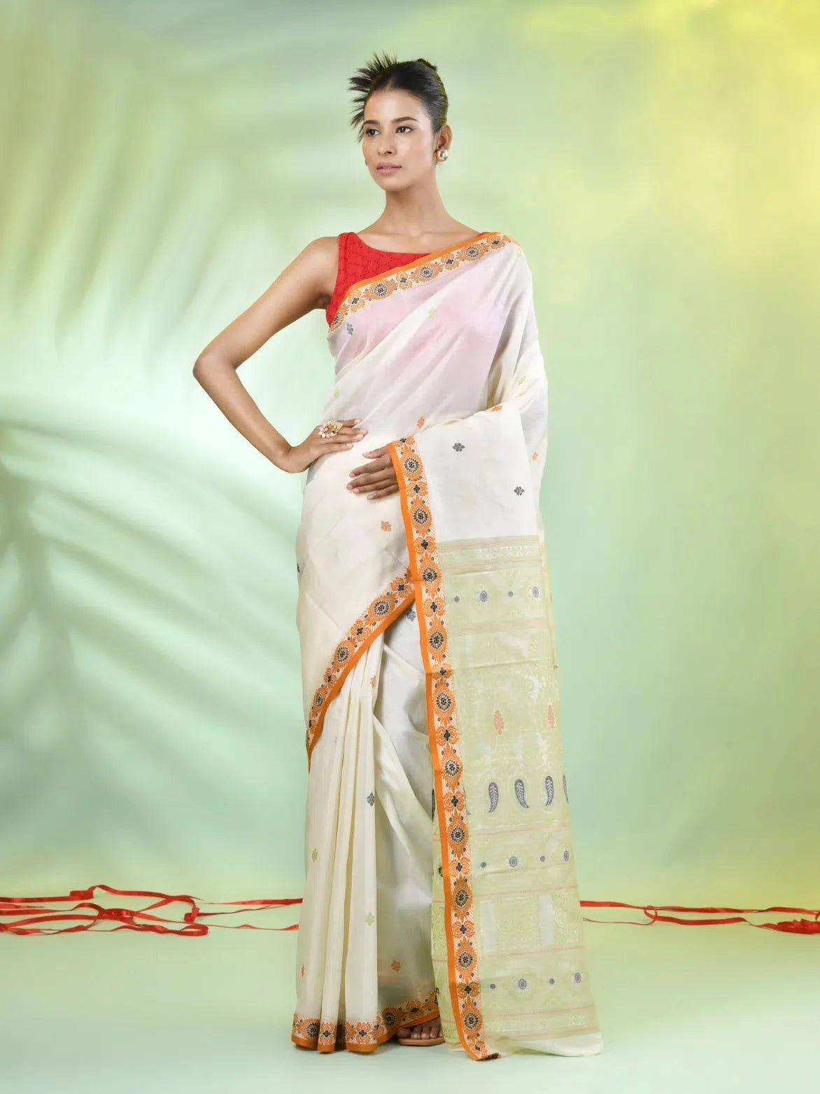 Off White Tussar Silk Saree | Indian Sarees