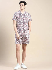 Men White Printed Casual Co ord Set-AM-90-13-Offwhite
