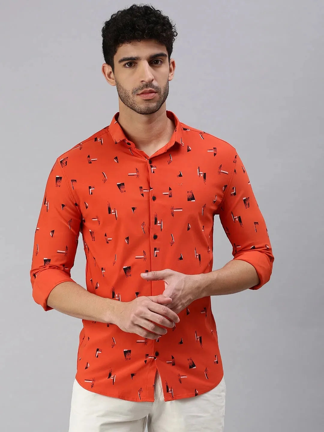 Rust Printed Mens Shirt - Stylish Cotton Casual Shirt