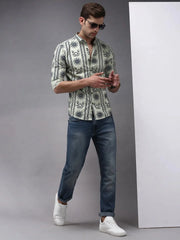 Men Green Printed Casual Shirt-PREMIUMPRINT-1510-Green