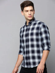 Men Blue Checked Casual Shirt-AVACHECKS-5038-Blue