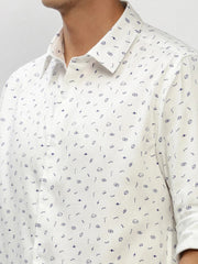 Men White Printed Casual Casual Shirts-YAYIN-1578-White
