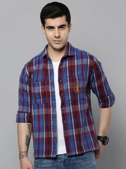 Men Blue Checked Casual Shirt-RUGGEDCHECKS-4166-Blue