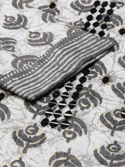 Women's White Printed Kurta SetKC-910-Offwhite