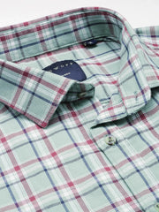 Men Green Checked Casual Shirt-ALBACHECKS-76-Green